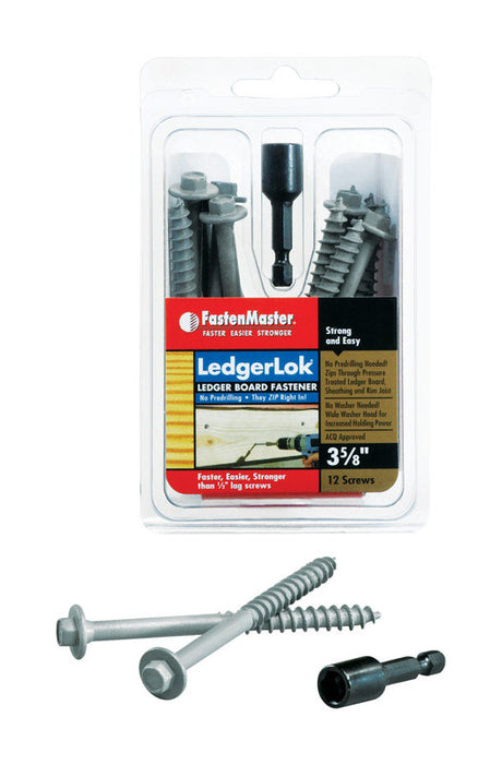 FastenMaster LedgerLok 3-5/8 in. L Hex Epoxy Coarse Wood Screws 12 pk