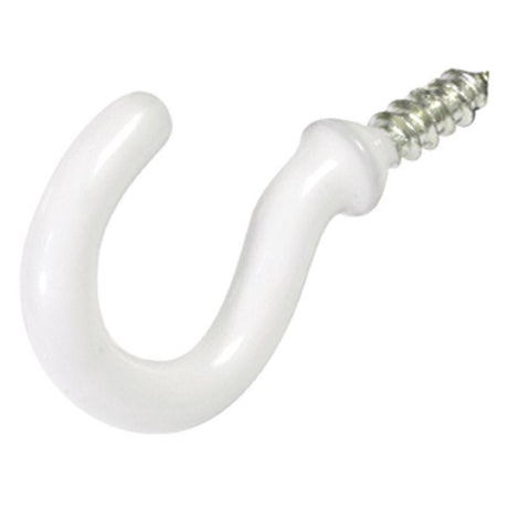 HILLMAN Small Vinyl Coated White Steel 7/8 in. L Hook 1 lb 6 pk, Pack of 10