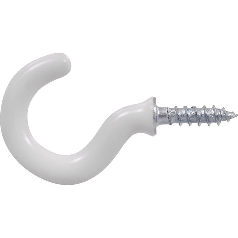 HILLMAN Small Vinyl Coated White Steel 7/8 in. L Hook 1 lb 6 pk, Pack of 10