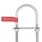 Hampton 5/16 in. X 2 in. W X 4-11/16 in. L Coarse Stainless Steel U-Bolt, Pack of 5