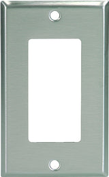 Eaton 93401 Series 93401-BOX1 Wallplate, 4-1/2 in L, 2-3/4 in W, 1-Gang, Stainless Steel, Brushed Satin