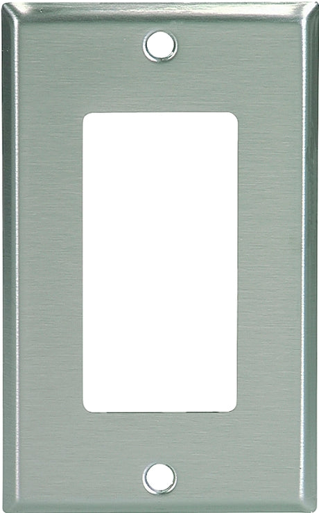 Eaton 93401 Series 93401-BOX1 Wallplate, 4-1/2 in L, 2-3/4 in W, 1-Gang, Stainless Steel, Brushed Satin