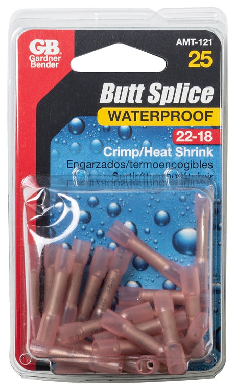 Gardner Bender Xtreme AMT-121 Butt Splice Connector, 600 V, 22 to 16 AWG Wire, Red