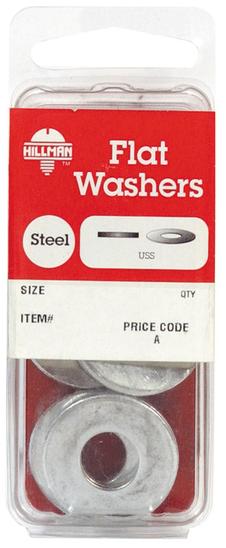 HILLMAN Zinc-Plated Steel 3/16 in. USS Flat Washer 30 pk, Pack of 10