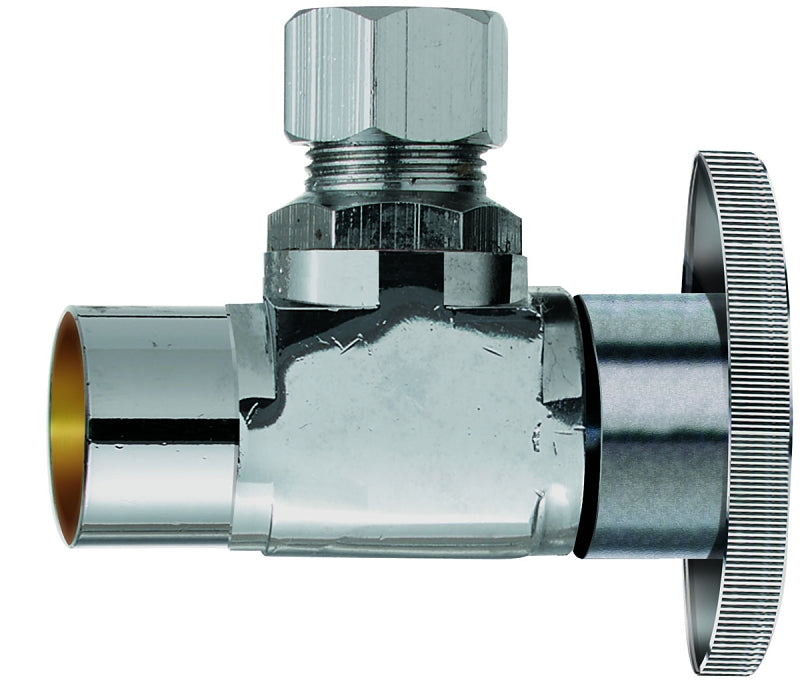 Plumb Pak PP60PCLF Angle Shut-Off Valve, 1/2 x 3/8 in Connection, Sweat x Compression, Brass Body