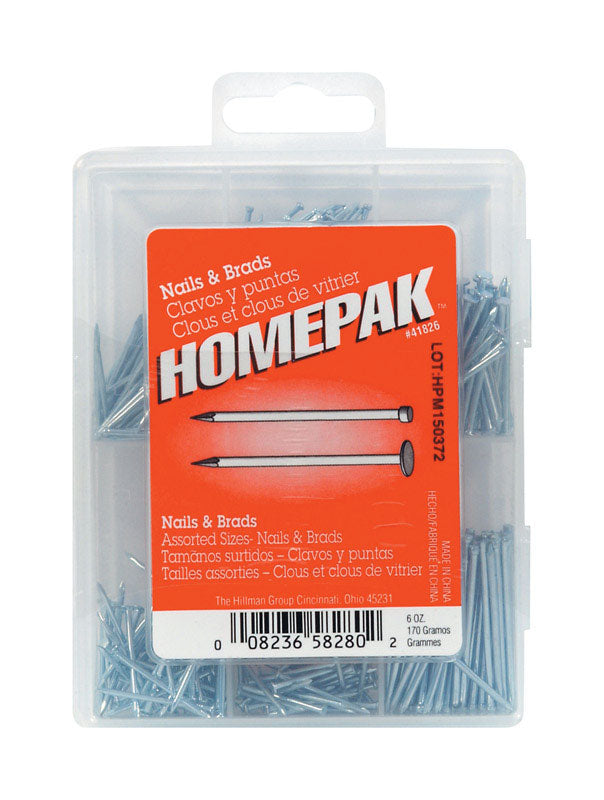 HILLMAN Assorted in. Assorted Steel Assorted Nails, Tacks, Brads and Screws Set Assorted Head, Pack of 5