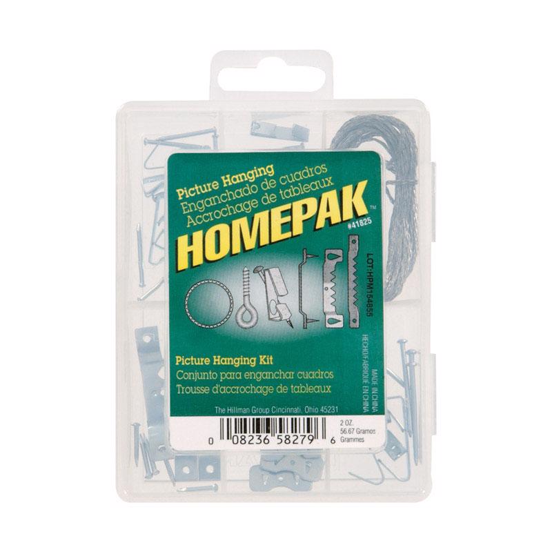 HILLMAN Homepak Zinc Silver Standard Picture Hanging Set 30 lb 50 pk, Pack of 5