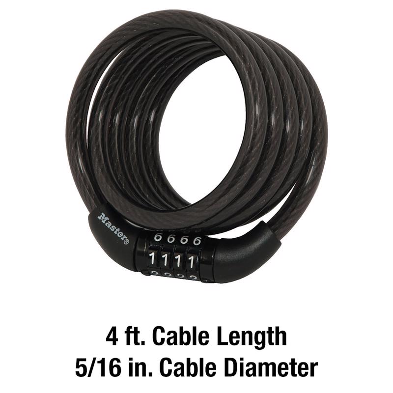 Master Lock 5/16 in. D X 48 in. L Vinyl Coated Steel Locking Cable