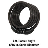 Master Lock 5/16 in. D X 48 in. L Vinyl Coated Steel Locking Cable
