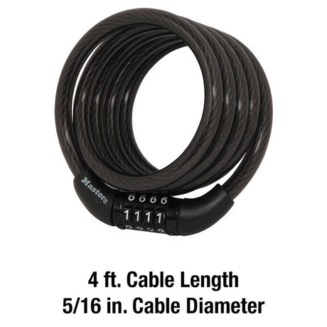 Master Lock 5/16 in. D X 48 in. L Vinyl Coated Steel Locking Cable