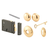 Prime-Line E 2478 Mortise Lockset, Brass, 3-3/8 in Backset