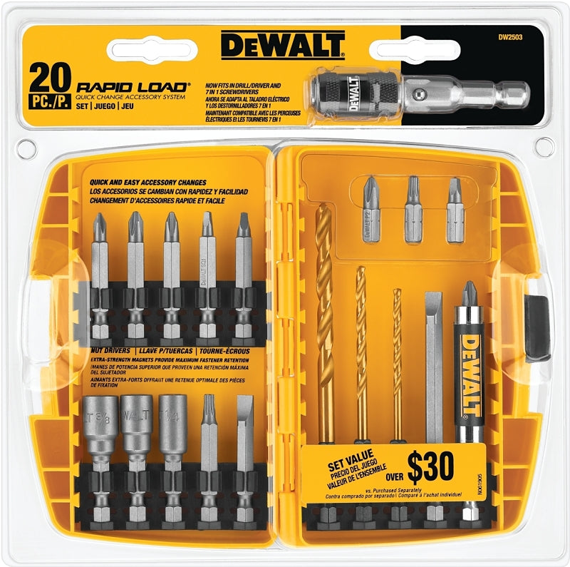 DEWALT DW2503 Drill Bit Set, Quick-Change, 20-Piece, Steel