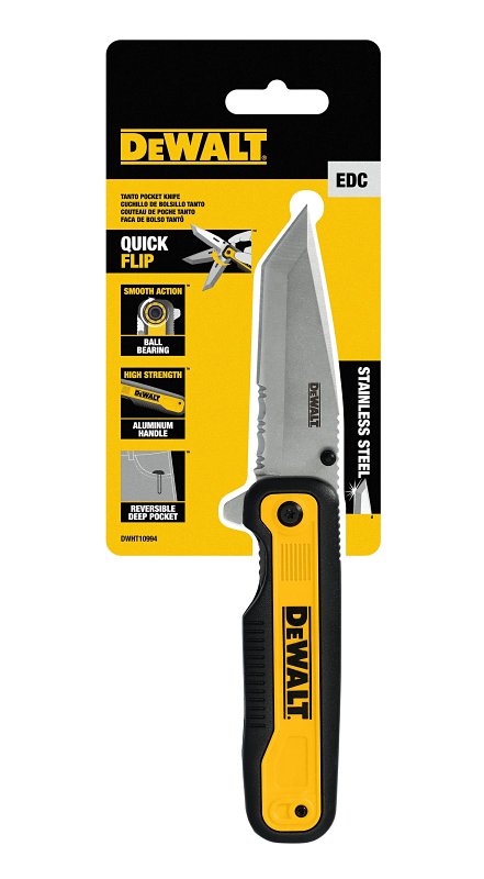 DEWALT DWHT10994 Pocket Knife, 3.3 in L Blade, 1 in W Blade, Stainless Steel Blade, Ergonomic Handle