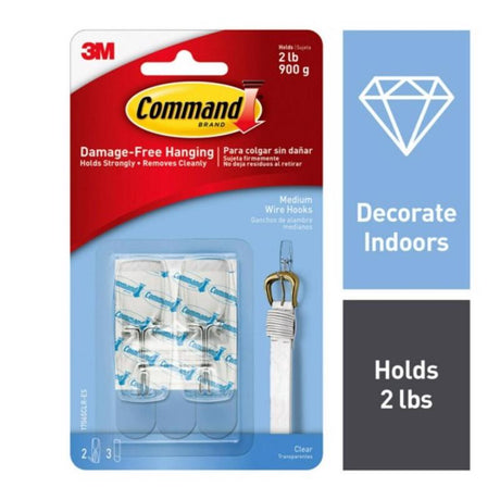 3M Command Medium Plastic Wire Hooks 2.17 in. L 2 pk, Pack of 4