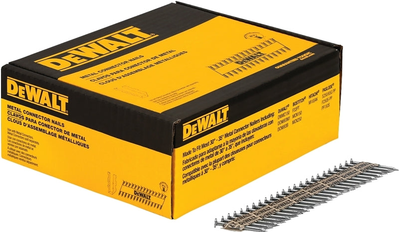 DEWALT DWMC13115G-2M Metal Connector Nail, 1-1/2 in L, 9 ga, Galvanized, Round Head, Smooth Shank, 2000/PK