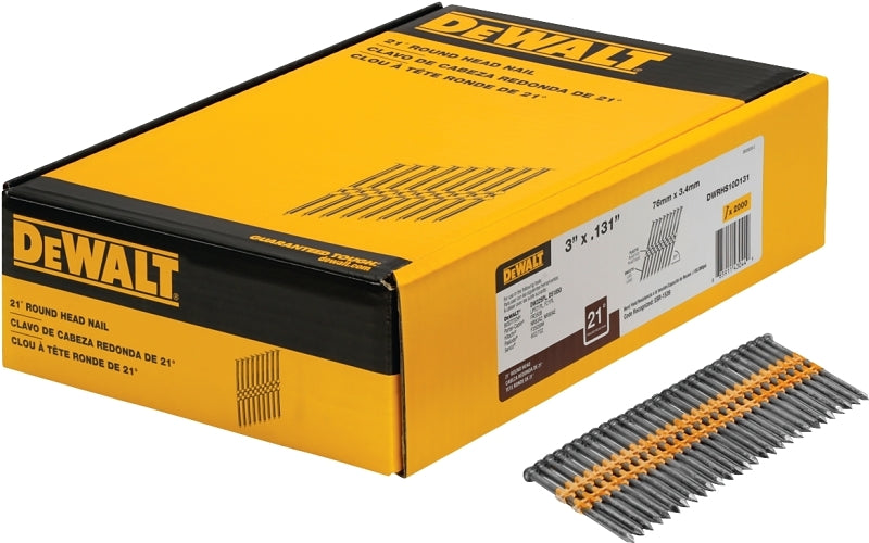 DEWALT DWRHS10D131 Framing Nail, 3 in L, 9, Steel, Bright, Full Round Head, Smooth Shank