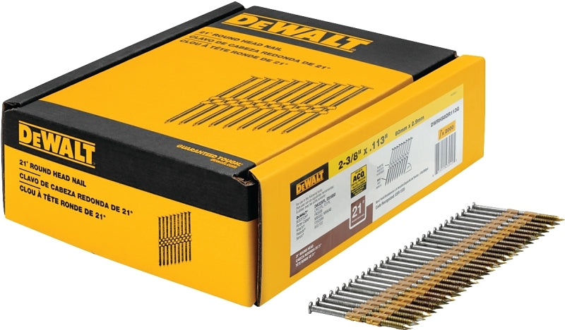 DEWALT DWRHS8DR113G Framing Nail, 2-3/8 in L, Galvanized Steel, Full Round Head, Ring Shank