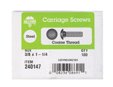 HILLMAN 3/8 in. X 1-1/4 in. L Zinc-Plated Steel Carriage Bolt 100 pk