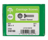 HILLMAN 3/8 in. X 4 in. L Zinc-Plated Steel Carriage Bolt 50 pk