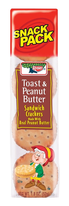 Keebler KTCPB12N Sandwich Crackers, Toast and Peanut Butter Flavor, 1.8 oz, Pack of 12