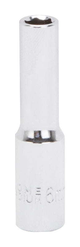 Vulcan MT6487804 Drive Socket, 6 mm Socket, 1/4 in Drive, 6-Point, Chrome Vanadium Steel, Chrome