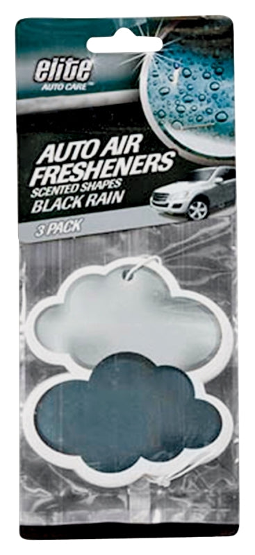 Elite Auto Care 8998 Auto Air Freshener, Black Rain Pack of 6