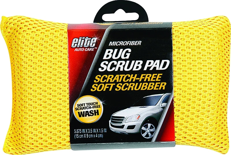 Elite Auto Care 8900 Bug Scrubber Pad, Microfiber Cloth, Yellow, Pack of 3