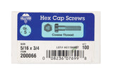 HILLMAN 5/16 in. D X 3/4 in. L Heat Treated Zinc Steel Hex Head Cap Screw 100 pk