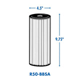 Culligan R50-BBSA Filter Cartridge, 50 um Filter, Pleated Polyester Cartridge Filter Media