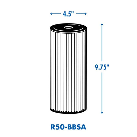 Culligan R50-BBSA Filter Cartridge, 50 um Filter, Pleated Polyester Cartridge Filter Media