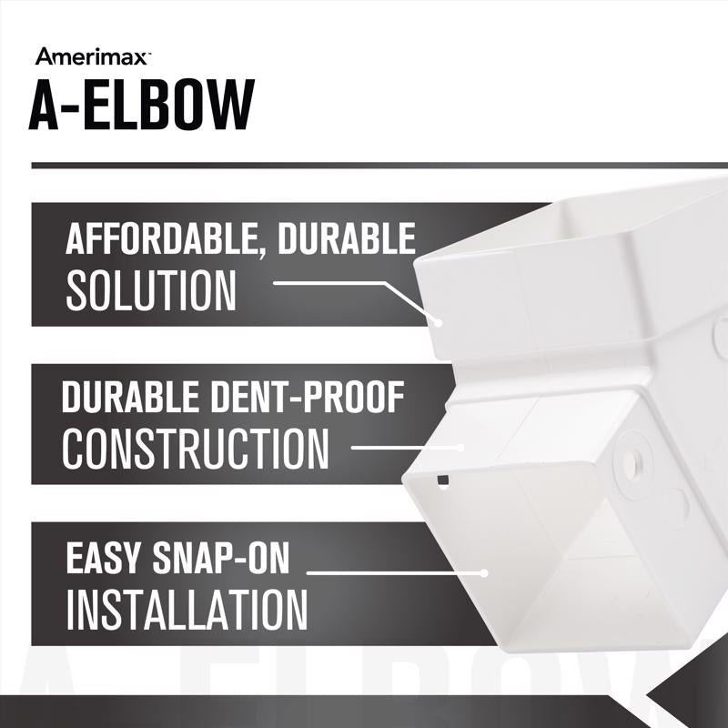 Amerimax 3.88 in. H X 3.63 in. W X 3.63 in. L White Vinyl U Downspout Elbow, Pack of 20
