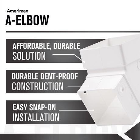 Amerimax 3.88 in. H X 3.63 in. W X 3.63 in. L White Vinyl U Downspout Elbow, Pack of 20