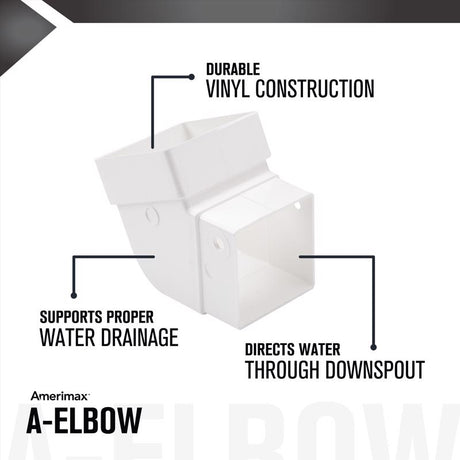 Amerimax 3.88 in. H X 3.63 in. W X 3.63 in. L White Vinyl U Downspout Elbow, Pack of 20