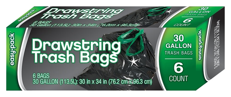 Easy Pack 1321 Trash Bag, 30 gal Capacity, Pack of 6