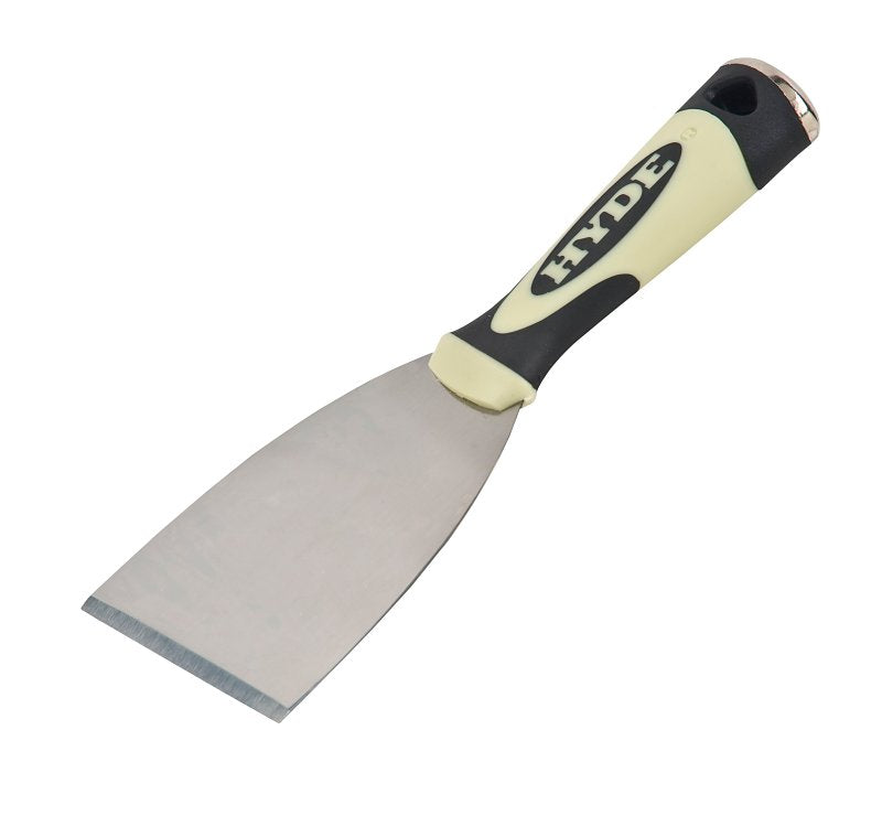 Hyde Pro Project 06401 Scraper, 3 in W Blade, Chisel Blade, Carbon Steel Blade, Polypropylene/TPE Handle, 8 in OAL