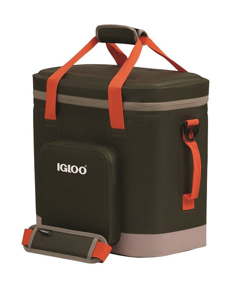 Igloo Trailmate 36 Series 66759 Backpack Cooler, 36 Cans Capacity, EVA/Polyester, Deep Oil Green/Safety Orange/Sandstone