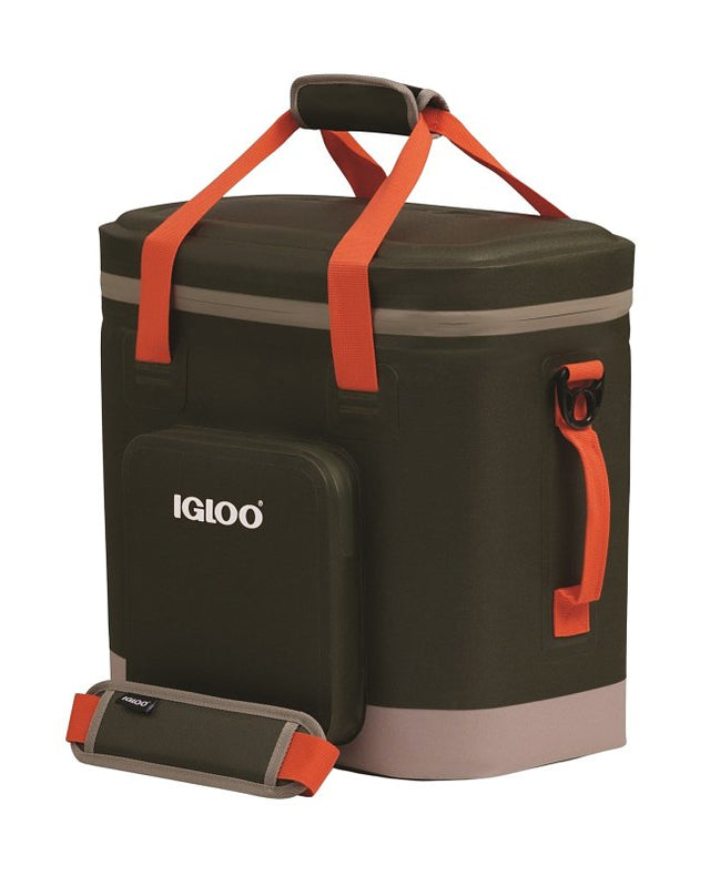 Igloo Trailmate 36 Series 66759 Backpack Cooler, 36 Cans Capacity, EVA/Polyester, Deep Oil Green/Safety Orange/Sandstone