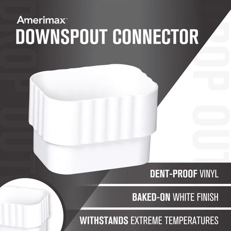 Amerimax 3 in. H X 2 in. W X 3 in. L White Vinyl K Downspout Connector
