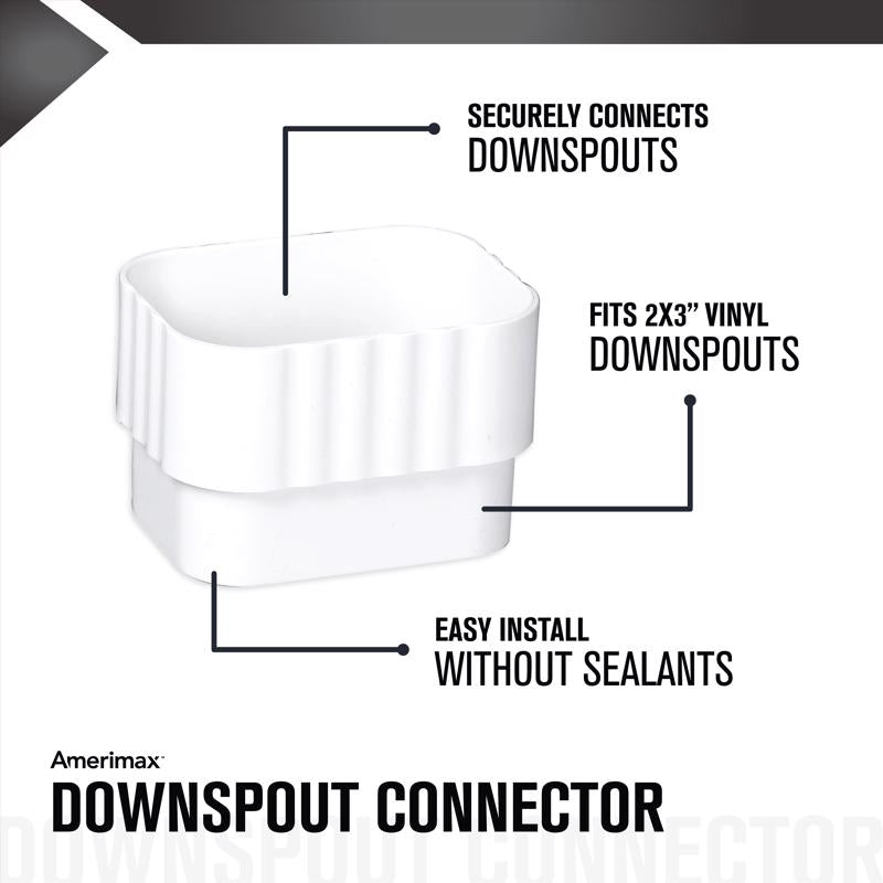 Amerimax 3 in. H X 2 in. W X 3 in. L White Vinyl K Downspout Connector