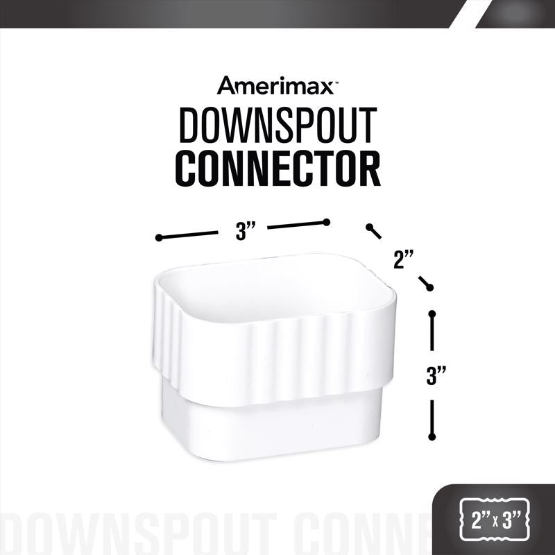 Amerimax 3 in. H X 2 in. W X 3 in. L White Vinyl K Downspout Connector
