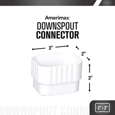 Amerimax 3 in. H X 2 in. W X 3 in. L White Vinyl K Downspout Connector