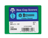 HILLMAN 5/8 in. D X 3-1/2 in. L Heat Treated Zinc Steel Hex Head Cap Screw 25 pk