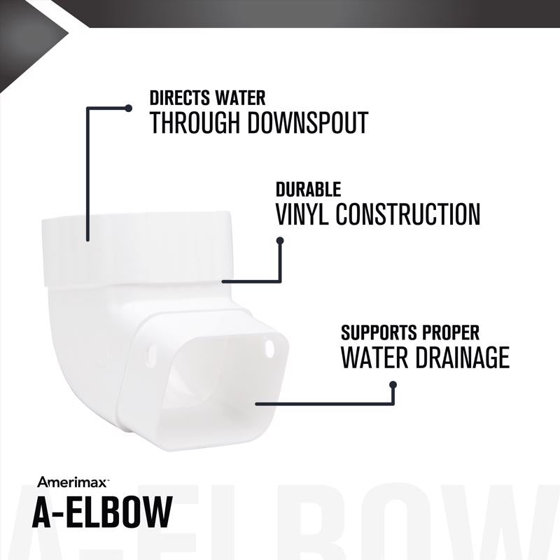 Amerimax 4.25 in. H X 3.25 in. W X 4.25 in. L White Vinyl K Gutter Elbow