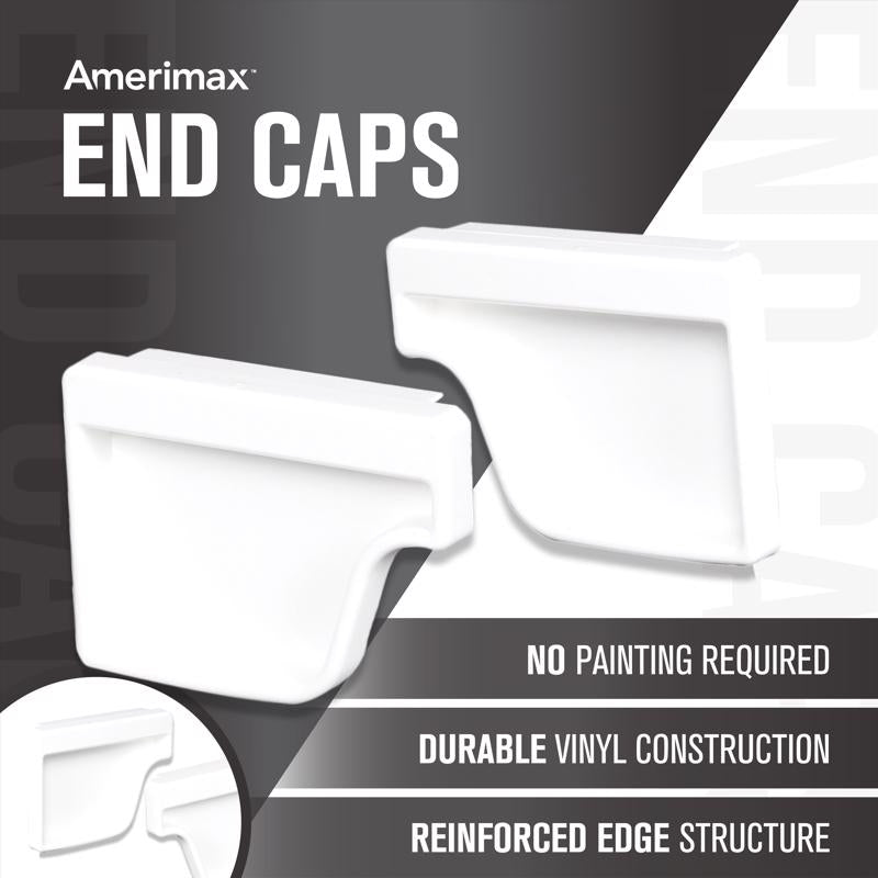 Amerimax 4.6 in. H X 2 in. W X 5 in. L White Vinyl K Gutter End Cap, Pack of 16