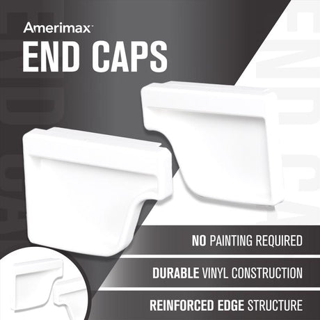 Amerimax 4.6 in. H X 2 in. W X 5 in. L White Vinyl K Gutter End Cap, Pack of 16