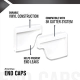 Amerimax 4.6 in. H X 2 in. W X 5 in. L White Vinyl K Gutter End Cap, Pack of 16