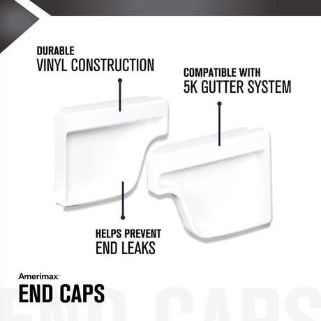 Amerimax 4.6 in. H X 2 in. W X 5 in. L White Vinyl K Gutter End Cap, Pack of 16