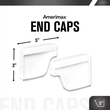 Amerimax 4.6 in. H X 2 in. W X 5 in. L White Vinyl K Gutter End Cap, Pack of 16