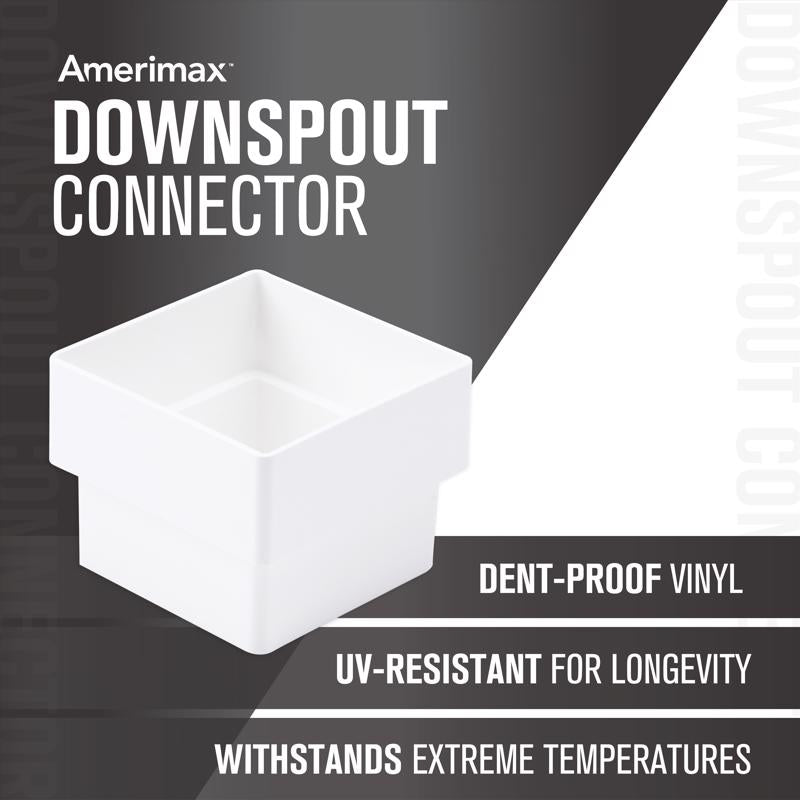 Amerimax 2.6 in. H X 2 in. W X 2 in. L White Vinyl U Downspout Connector, Pack of 10