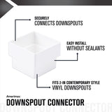 Amerimax 2.6 in. H X 2 in. W X 2 in. L White Vinyl U Downspout Connector, Pack of 10